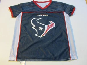HOUSTON TEXANS 2-SIDED FLAG USA FOOTBALL JERSEY YOUTH LARGE EXCELLENT OILERS - Picture 1 of 11