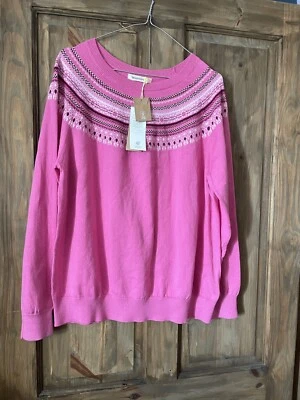 Jersey de mujer Woolovers estampado yugo rosa XL 95 % algodón 5 % cachemir Foto 1 de 4