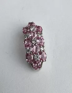 BH EFFY 14K White Gold Pendant Charm Natural Pink Ruby & Round Diamond Drop - Picture 1 of 10