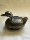 Vintage pewter and brass duck - heavy metal lidded box - Trinket Box Container