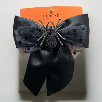 Clip de moño de pelo de tela de araña con estrás negro y plateado Piper K Halloween nuevo con etiquetas Foto 1 de 4