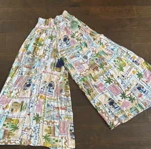 True Destinations Resort Wear Flare Pants Coverup sz XL New Tropical Palm Trees - Picture 1 of 6