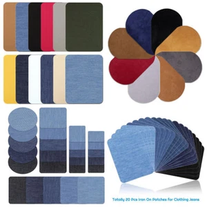 10Pcs Iron on Patches Fabric For DIY Jeans Bag Clothing Repair Denim Suede Patch - Picture 1 of 55