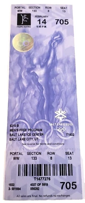 2002 WINTER OLYMPICS Salt Lake City MENS FREE Figure Skating PROGRAM Full Ticket - Image 1 of 4