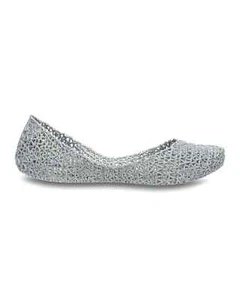 Melissa Campana Papel Flat Ballet Silver Gray Glitter Metallic Round toe 5 - Picture 1 of 7