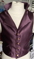 Regency Style Waistcoat In Purple Duchess Satin