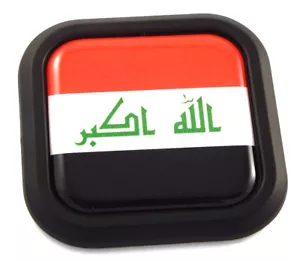 Iraq Lion Flag Square Black rim Emblem Car 3D Decal Badge Hood Bumper sticker 2" - Foto 1 di 7