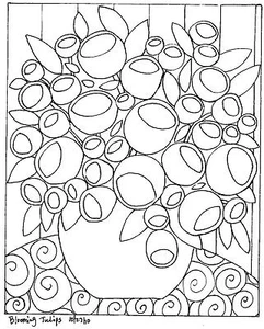 RUG HOOKING PAPER PATTERN Blooming Tulips ABSTRACT FOLK ART Karla G   - Picture 1 of 2