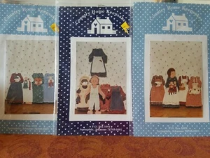 WOOD DOLL SET CLOTHES GIRL 3 PAINTING PATTERNS COUNTRY HOME KEEPSAKES - Picture 1 of 8