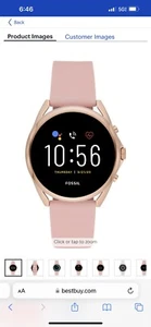 Fossil Gen 5 44mm Rose Gold Silicone Smartwatch - FTW60754 - Picture 1 of 4