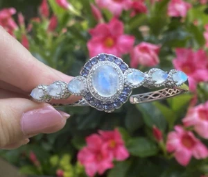 Victoria Wieck Sterling Silver Rainbow Moonstone, Iolite & Zircon Cuff SHOPHQ - Picture 1 of 10