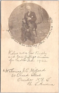 Dog and 82 Year Old Man Christmas New Year's RPPC Postcard - See Description - Picture 1 of 3