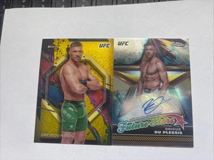🥋 2024 Topps Finest Dricus Du Plessis Yellow Glitter Refractor /75 Chrome Auto - Bild 1 von 4