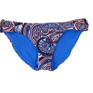 Parte inferior de bikini Becca by Rebecca Virtue azul cachemir reversible grande blanco NUEVO - Imagen 1 de 5