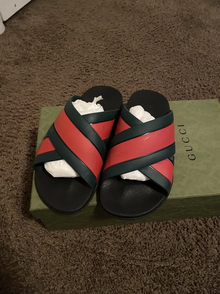 GUCCI 男式黑色美国 10 码拖鞋 — 第 1/4 张图片