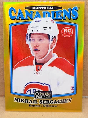 2016-17 O-Pee-Chee Platinum Mikhail Sergachev Retro Gold Rainbow #R-74 Rookie RC - Image 1 of 2
