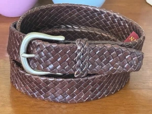 Cole Haan Men’s Size 40 Brown Braided Leather Solid Brass Buckle Belt - Picture 1 of 8