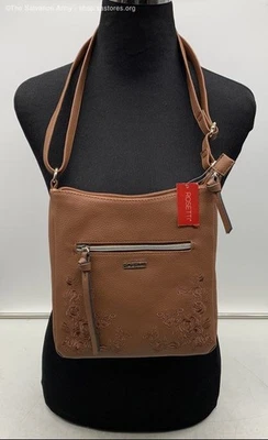 Bolso Bandolera Rosetti Mujer Cuero Marrón Bordado Correa Ajustable Nuevo con Etiquetas Foto 1 de 4