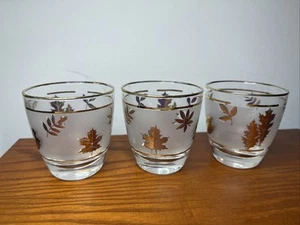 Libbey Frosted Gold Leaf Glasses Mid Century Barware Pilsner Set of 6 Vintage - Picture 1 of 1