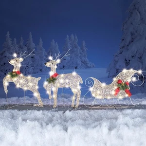 SANTA TRINEO RENO ILUMINADO DECORACIÓN PATIO - ENCHUFAR LUCES NAVIDEÑAS - Imagen 1 de 1