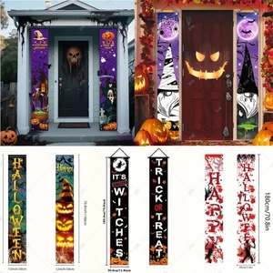 Halloween Party Treat Or Trick Porch Door Hanging Couplet Banner Decorations - Picture 1 of 34