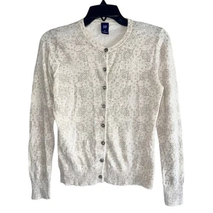 Cárdigan Suéter Gap Mujer Talla M Lana Angora Cabello de Conejo Crema Marrón Top - Imagen 1 de 8