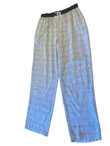 Nancy Bolen City Girl Womens Medium Pants Gray Elastic Waist Rayon Flax Blend - Picture 1 of 6