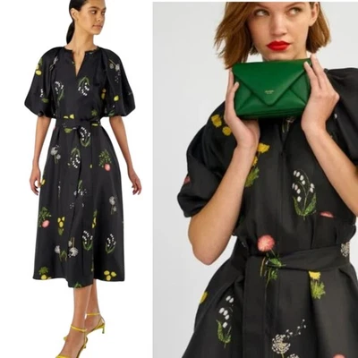 Vestido midi de día oroton diente de león talla AU 12/US 8 seda estampado floral media manga Foto 1 de 4