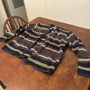 Vintage Flashback 100% Cotton Aztec Knit Womens M Long Sleeve Jacket - Picture 1 of 7
