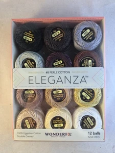 Wonderfil Eleganza 100% Egyptian Cotton 12 Ball Set #8 Perle Cotton Neutral New - Picture 1 of 9