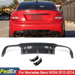 Rear Bumper Diffuser Carbon Fiber Look Fits 2012-2015 Mercedes Benz W204 C-Class - Picture 1 of 18