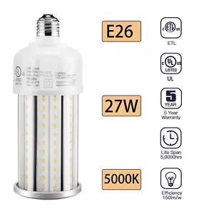 27W LED Corn Bulb Light E26 Medium Base For Warehouse Workshop Factory Basement - Picture 1 of 12