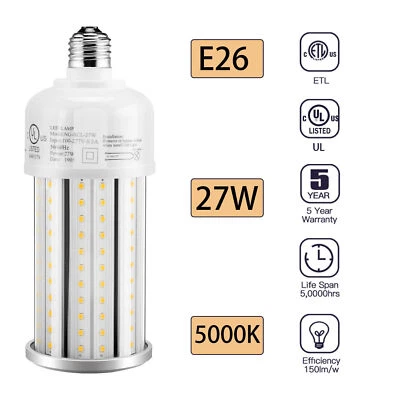 27W LED Corn Bulb Light E26 Medium Base For Warehouse Workshop Factory Basement - Image 1 of 4
