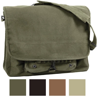 Rothco Washed Cotton Messenger Bag Paratrooper School Laptop Shoulder Bag - Image 1 of 4