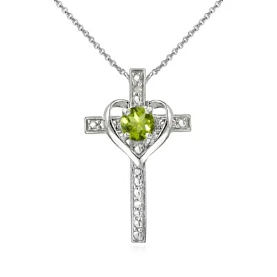 Sterlingsilber Peridot Kreuz Herz Anhänger Halskette - Bild 1 von 3