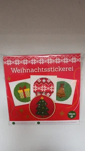 Weihnachtsstickerei ( mit Rahmen & Fäden), 4 Vorlagen je 16 x 16 cm, NEU & OVP - Bild 1 von 2