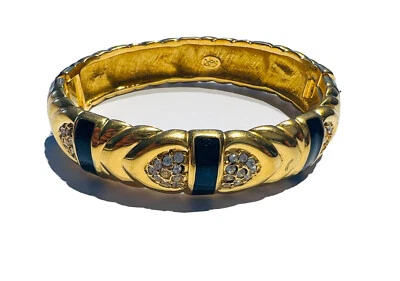 Joan Rivers Gold Plated Crystal Blue Enamel Bangle Bracelet  - Image 1 of 2