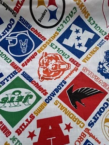 Vintage NFL Football Spellout Teams Names Twin Size Fitted Sheet - Picture 1 of 15