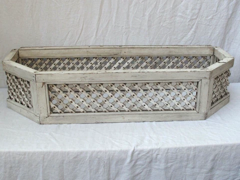 Antique Wood Lattice Planter Box c. 1920  48" long Cover