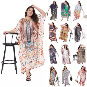 Gypsie Blu Plus Size Women's Kaftan Kimono Maxi Dress Casual Loose Long Dresses - Picture 1 of 425