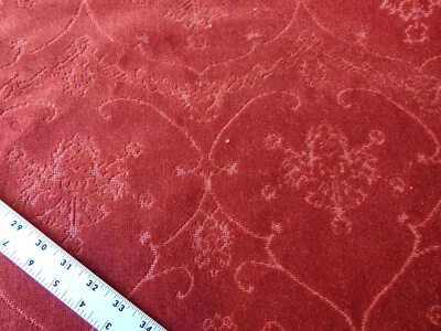By Yard Scalamandre Pennsbury Cut Linen Velvet Renaissance Coral Red MSRP$468/Y - Image 1 of 4