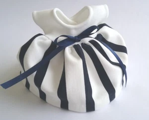 Ginny 8" Doll Clothes, Handmade Navy & Cream Ponti Knit Jersey 'Simone' Dress - Picture 1 of 6