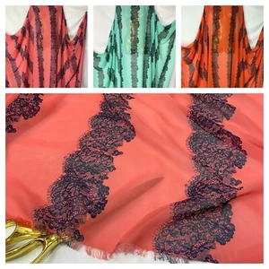 NEU * Glatter Chiffon Blumenmuster gestreifte Paneldrucke Kleid/Handwerk Stoff * KOSTENLOSER VERSAND - Bild 1 von 22
