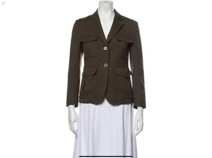 Theory Utility Blazer XS, US0 Olive Green Flap Pockets - Picture 1 of 3