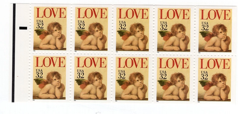 1995 32 cent Love Cherub Unfolded Booklet Pane Scott #2959a, Mint NH - Image 1 of 1