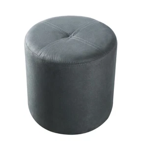 Kings Brand Furniture - Josue Round Ottoman Stool, Gray Microfiber - Bild 1 von 3