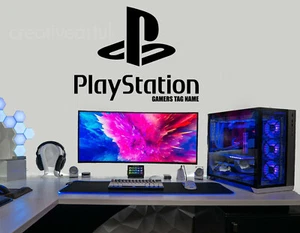 PlayStation Personalisierte Gaming Wandaufkleber Gaming Tag/Name Wandbilder Aufkleber Kinder - Bild 1 von 8