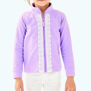 NEW Lilly Pulitzer GIRLS LITTLE LEONA ZIP UP Sweatshirt Light Lilac Verbena XL  - Picture 1 of 10