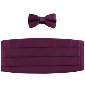 NEU im Karton Polyester Jungen Kinder Kummerbund & Fliege formell Hochzeit dunkellila - Bild 1 von 3