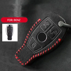 Full Suede Covered Key Fob Remote Protector Holder Cover Case For Benz E-Class - Picture 1 of 8